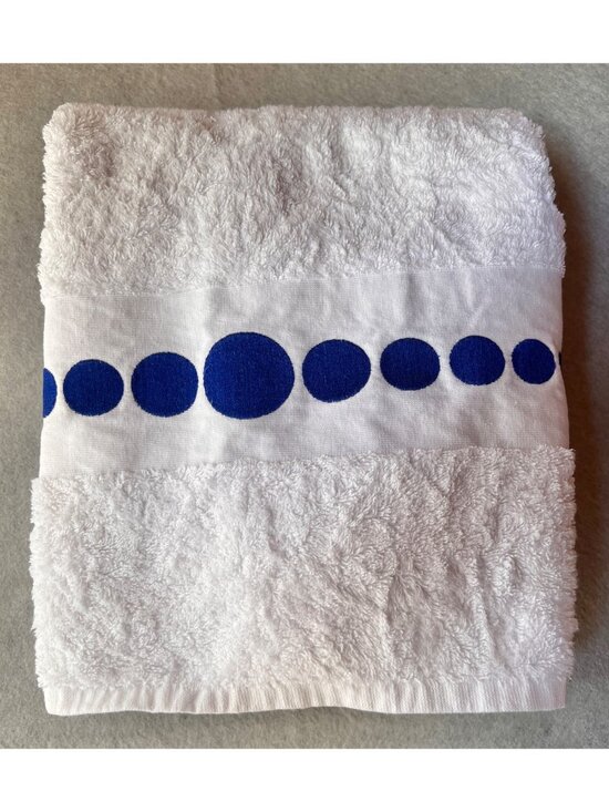 Jonathan Adler Other - Jonathan Adler Bath Towel 50X20 Cotton White with Blue Polka Dots Design Mod